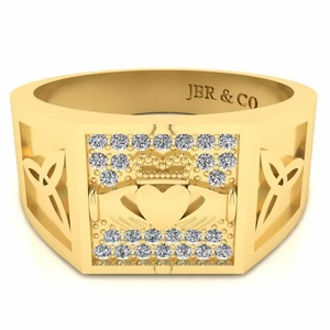 Top Seller Gold Plated 925 Sterling Silver Claddagh Wedding <b>Ring</b> For <b>Men</b> Luxury Fashion Engagement <b>Ring</b> At Wholesale Price - Product Image 2