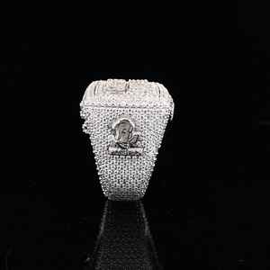 10.00Ct corte redondo plateado Ice Out VVS estilo Hip Hop Pave Setting Moissanite aniversario anillo hombres 925 plata esterlina - Product Image 4