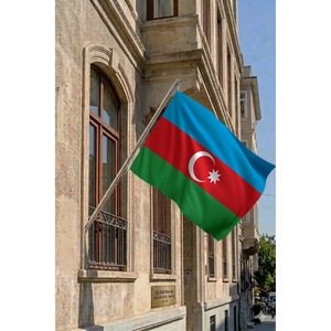 Juego de Asta de Bandera Telescópica de Azerbaiyán, de Aluminio para Montaje en Pared, Banderas de Poliéster con Impresión Digital de 3x5 pies, para Seguros de Automóviles y Educación - Product Image 2
