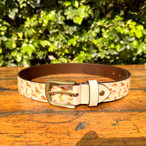 เข็มขัดหนังแท้สำหรับผู้ชายผู้หญิงพิมพ์ลายสัตว์เลี้ยงหัวเข็มขัดเคลือบเงาทองเหลืองแท้ความยาวออกแบบได้ตามต้องการ - Product Image 2