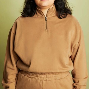 Sudadera informal con cuello embudo y cremallera para mujer, sudadera moderna y versátil con media cremallera y cuello embudo - Product Image 5