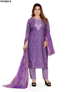 Conjunto de Kurta bordado elegante con fondo impreso y Dupatta Ideal para Boutique y conjuntos de Kurti de uso diario - Product Image 3