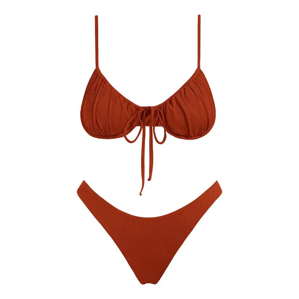 Vêtements de plage de couleur unie rouge Bikinis Maillots de bain simples unis de haute qualité Bikinis personnalisés