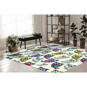 Tapis imprimé motif hibou, tapis mignons à motif hibou, tapis carré en chenille tendance pour chambre d'enfant, tapis doux à poils longs - Product Image 3