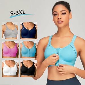 Soutien-gorge de sport léger grande taille pour femmes vente en gros fermeture à glissière avant antichoc doré respirant confortable Yoga Fitness quatre voies - Product Image 6