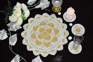 Best Theme Design Glass <b>Beads</b> <b>Placemat</b> Best for Parties and Other Functions Tableware Decorative Design Rounded <b>Placemat</b> Design - Product Image 4