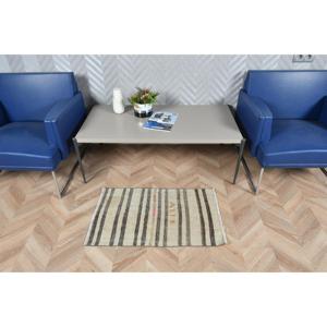 1.7x2.8 ft Rug, Turkish Vintage Rug, <b>Brown</b> White Ombr <b>Wool</b> Rug - Product Image 2