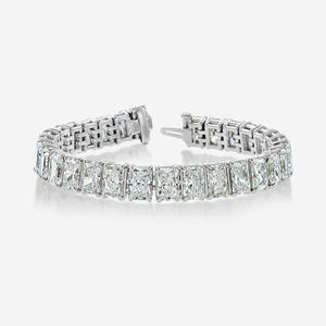IGI Certifié Radiant Cut Lab Diamants Cloutés 18K Solide Or Blanc Luxueux Bracelets De Tennis Faits À La Main Haute Joaillerie Pour Femmes - Product Image 6