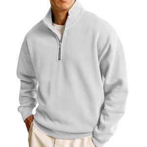 Personalizable de gran tamaño de los hombres de media cremallera Mock Neck Pullover Sudadera de alta calidad de lana Mock Neck Zipper para los hombres - Product Image 1