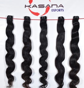 Venta al por mayor 100% Raw Cutícula Alineada Virgen Indio color natural negro mujeres máquina doble trama onda profunda pelo humano barato - Product Image 1