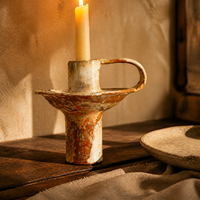 Support de bougie en céramique artisanal rétro, effet fourré, pour décoration intérieure, aromathérapie, hôtels, vente en gros OEM
