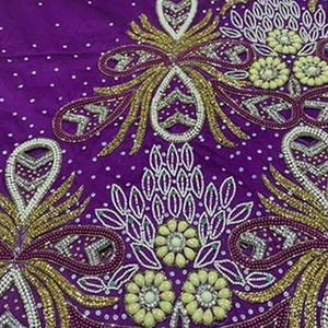 Violet 3D perlé Tafetta africain Headtie-Anti-rides respirant écologique vêtements traditionnels Occasions spéciales femmes élégantes - Product Image 1