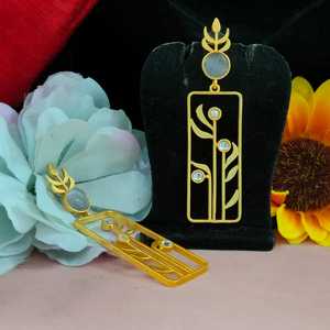 Pendientes de moda de declaración contemporánea Sofisticación moderna con elegancia atemporal Mezcla de piedra moissanita de colores - Product Image 3