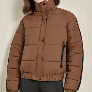 Manteaux chauds bouffants vestes automne hiver décontracté Trench Bomber manteau doudoune pour dames femmes couleur unie veste extérieure - Product Image 4