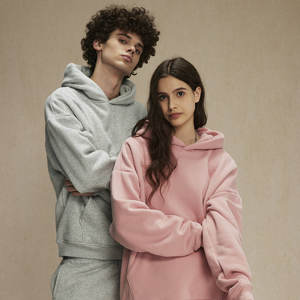 Alta calidad Sin desprendimiento de pelusa Anti Pilling Sin sombrero Cuerda 400 gramos Jersey Patrón sólido Sudadera con capucha - Product Image 2