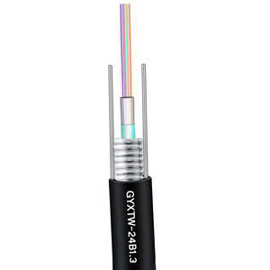 FCJ Factory GYXTW G652D <span class=keywords><strong>Cable</strong></span> de <span class=keywords><strong>fibra</strong></span> óptica de modo único 2-24 Core <span class=keywords><strong>Cable</strong></span> enterrado de tubo suelto central para exteriores - Product Image 1