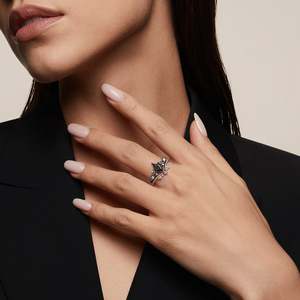 Jeulia <b>Celtic</b> Moon Kite Cut Black Rutilated Quartz Engagement <b>Ring</b> Set - Product Image 6