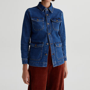 Women's Customized Logo Wholesale Long Sleeve Denim Jacket Turn Collar Solid Reversible for Autumn Spring Winter Use - Product Image 5