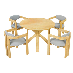 Ensemble de chaises de salle à manger en teck massif de haute qualité avec coussins et finition naturelle pour une utilisation en intérieur ou en extérieur - Product Image 1