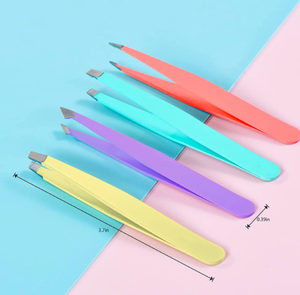 Anaif ชุด4ชิ้นชุดที่คีบคิ้วแบบผงเคลือบคิ้วแหนบปลายตรงพร้อมเคสหนัง PU สีขาวสำหรับกำจัดขน - Product Image 4