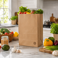 Sac en papier kraft brun écologique et recyclable, imprimé sur mesure, pour l'épicerie, les aliments à emporter, les supermarchés, l'emballage des légumes