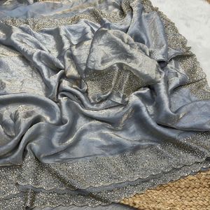 Diseñador indio exclusivo elegante espacio seda Jarkhan trabajo sari con blusa étnica elegante fiesta boda Festival desgaste para mujeres - Product Image 5