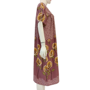 Chemise de nuit d'été confortable et douce, motif floral, matière en rayonne, manches courtes, longueur genou, taille élastique, résistante à la décoloration - Product Image 3