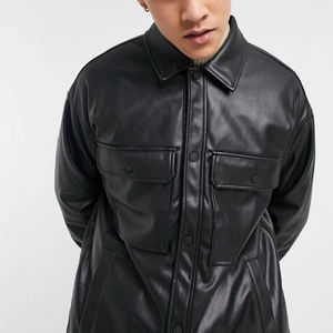 Chemise en cuir décontractée pour hommes noir solide Tissu Dobby de haute qualité Séchage rapide Respirant Fabriqué en usine Conception durable Excellent - Product Image 5