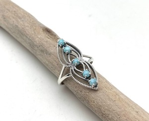 Handmade 925 Sterling Silver <b>Boho</b> Style Engagement <b>Ring</b> with Larimar Gemstone Trendy Wedding Gift for Women - Product Image 3