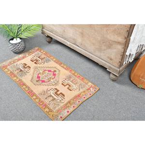 Alfombra turca Vintage de 1,6x3 pies, color beige, marrón, clásica, área grande, respaldo de látex de lana, Patchwork Rectangular para pasillo, habitación, alfombra para habitación - Product Image 2