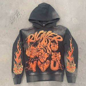 Sudadera con capucha Vintage de alta calidad para hombre, ropa de calle personalizada, algodón pesado, desteñido por el sol y lavado ácido con serigrafía - Product Image 5