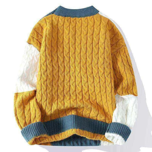 Pull en acrylique uni pour homme, coupe classique, manches longues, tricot de haute qualité, logo frontal personnalisé OEM/ODM - Product Image 5