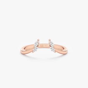 Anillo de boda de diamante natural de corte Marquesa personalizado, anillo apilable de oro amarillo de 14 quilates para mujer, anillo abierto Ajustable - Product Image 1