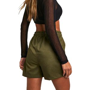 Shorts longs d'été pour femmes, taille haute, respirants, en coton, avec logo personnalisé, pour le sport - Product Image 2