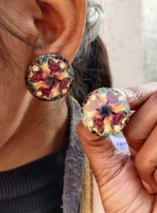 Boucles d'oreilles Meenakari peintes à la main subtiles pour femmes filles Unique traditionnel indien émail Art Design élégant collège porter pour - Product Image 2