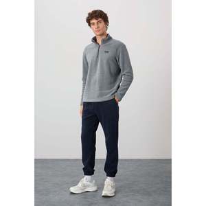 Sweat-shirt en molleton à col haut gris mélangé pour homme 100% polyester - 88310 - Product Image 2