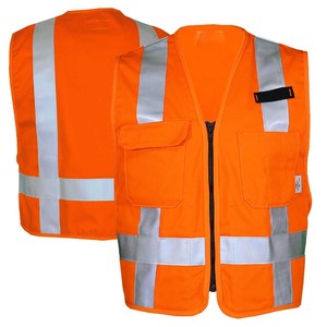 Work Wear Safety <b>Vest</b> with Reflective Stripes, Durable Stitching and Multiple <b>Utility</b> Pockets for Workers made in Pakistan - Product Image 3