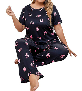 Conjunto de Pijamas Casuales para Mujer, Diseño Personalizado al por Mayor, 100% Algodón, Transpirable, Suave, de Manga Corta, Estampado Completo, Tejido de Punto - Product Image 3
