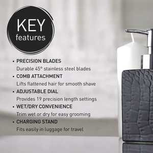 Recortadora de Barba y Cabello para Hombre, con Cuchilla de Acero Inoxidable de Precisión, Uso en Seco/Húmedo, Impermeable IPX7, con Cable/Eléctrica, Ajustable para Afeitar - Product Image 6