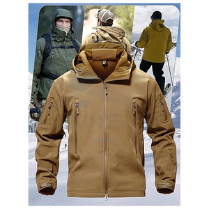 Men Windproof Fleece <b>Hooded</b> <b>Soft</b> <b>Shell</b> <b>Jacket</b> Waterproof Breathable Winter Sportswear for Outdoor Activities - Product Image 6