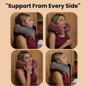 Oreiller de voyage portable de luxe en gros personnalisé en vrac mousse à mémoire de forme soutien du cou enveloppement doux coton avec logo pour avion et voiture - Product Image 5