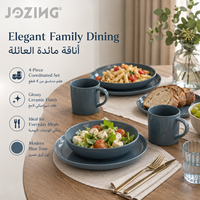 Vente en gros de vaisselle en porcelaine bleue de luxe Jozing, style nordique, assiettes, bols, tasses, passe au lave-vaisselle et au micro-ondes, pour la maison et l'hôtel