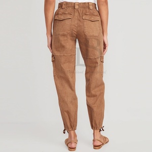 Pantalones de chándal acampanados de algodón 100%, pantalones Cargo para mujer, logotipo bordado personalizado, ropa de calle para mujer, pantalones Cargo para correr - Product Image 4