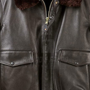 Chaqueta de Cuero Clásica para Hombre con Forro de Borrego, Logotipo Frontal, Ecológica, Cálida, para Uso Diario en Invierno - Product Image 4