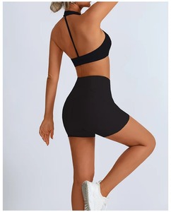 Sujetador de yoga sin costuras con cojín en el pecho Sujetador deportivo absorbente de golpes Levantamiento de cadera Pantalones cortos de entrenamiento Correr Gimnasio Fitness Set - Product Image 2