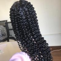 Cierre de encaje Kim K Water Curly Jet Black Color peluca para mujeres negras hecha por extensiones de cabello virgen vietnamita
