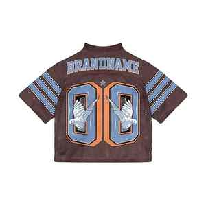 Camiseta de fútbol americano personalizada poliéster Boxy malla corta Streetwear camiseta de fútbol Tops sublimado bordado Logo - Product Image 3