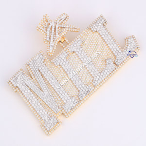 Venta caliente 14 Kt oro amarillo sólido VVS claridad laboratorio cultivado diamante Hip Hop colgante diseño único para regalo de moda - Product Image 2