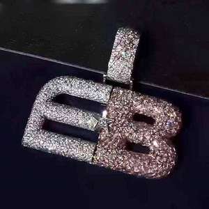 EB tallado 925 Plata 18K chapado en oro rosa Baguette Moissanite piedra Iced Out joyería personalizada Hiphop colgante - Product Image 2