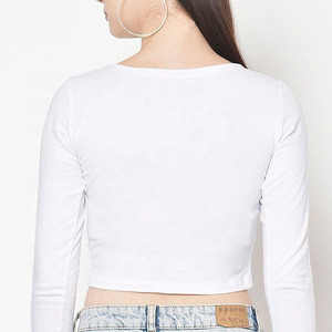 Top corto de gimnasia de LICRA Atlético personalizado para mujer en color personalizado-Camiseta en blanco de gran tamaño con corte holgado Top corto de algodón para mujer - Product Image 4